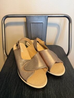 Hotter Olivia Sandals Metallic Bronze Taupe Cushion+ EXF Extra Wide Comfort 6.5